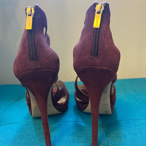 Jimmy Choo strappy red platform heels - Picture 2 of 4